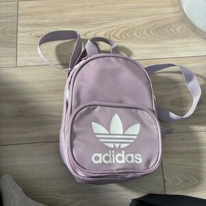 Adidas Mini Backpack Lavender Trefoil Logo Adjustable Straps Women
